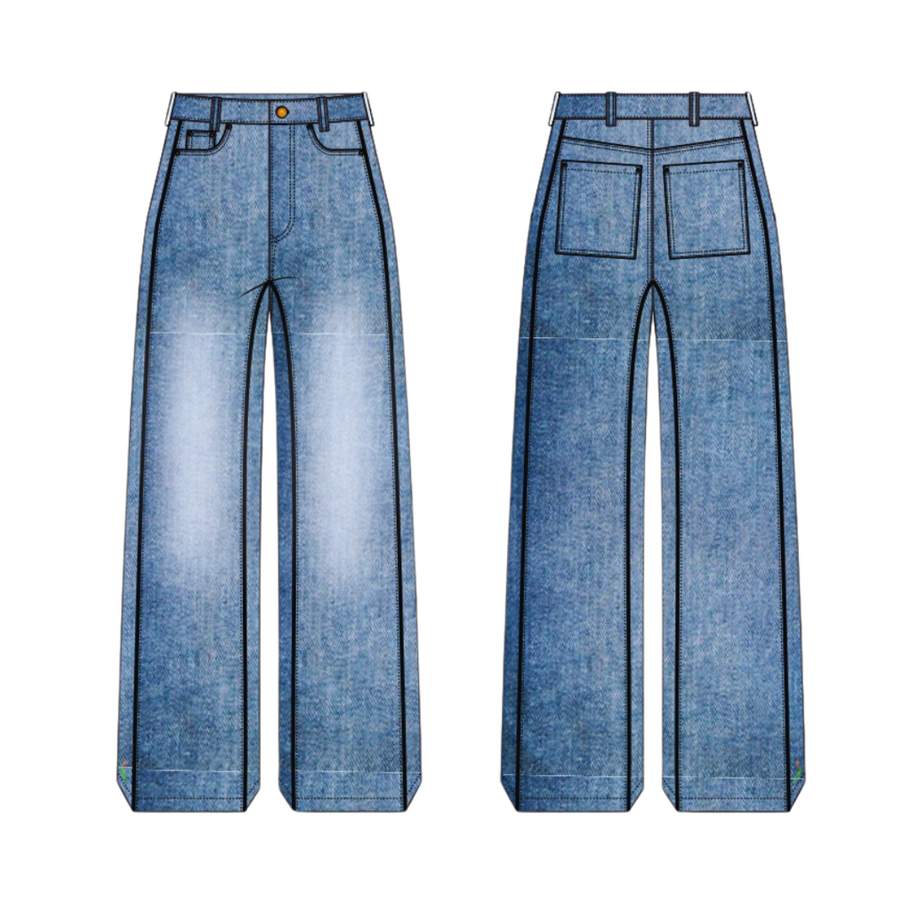 Bloque Square Jeans Washed Blue